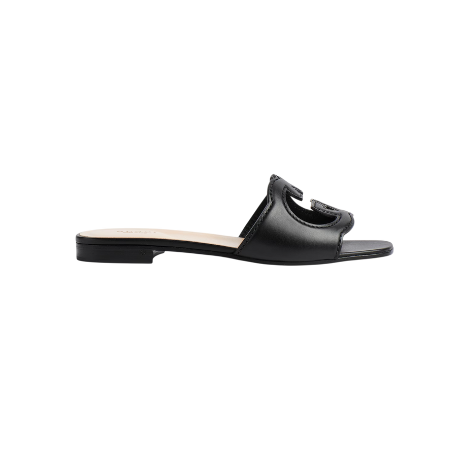 Gucci Cut-Out Leather Slide Black