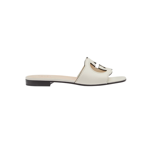 Gucci Cut-Out Leather Slide White