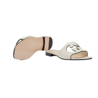 Gucci Cut-Out Leather Slide White