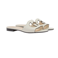 Gucci Cut-Out Leather Slide White