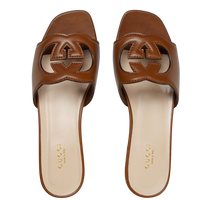 Gucci Cut-Out Leather Slide Brown