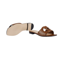 Gucci Cut-Out Leather Slide Brown