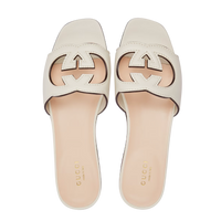 Gucci Cut-Out Leather Slide White